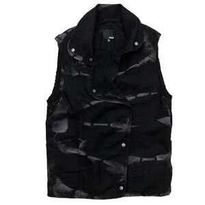 Wilfred Free Bleach Dyed Linn Moto Vest in Black Canvas cotton linen grunge XS
